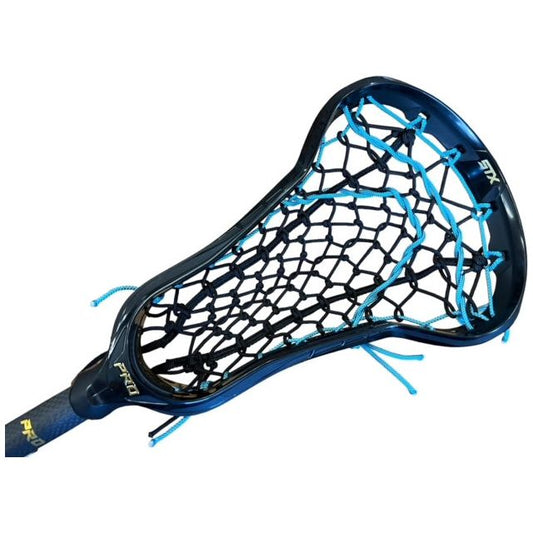 Custom STX Exult Pro Elite Women's Lacrosse Stick with Flex Mesh Pocket Black/Carolina