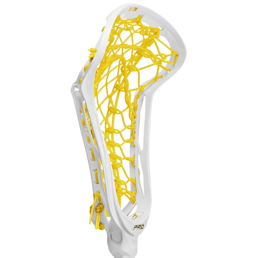 STX Exult Pro Crux Mesh 2.0 10 Degree Women's Lacrosse White Head Yellow Pocket
