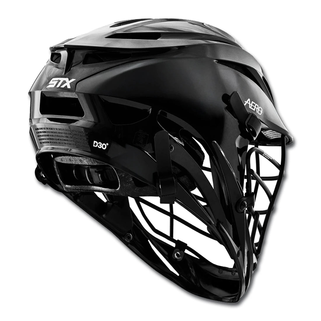 STX Aero Lacrosse Helmet - Stock Custom - Black with Black Mask