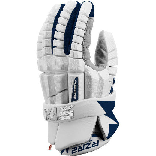 STX Surgeon RZR 2 Lacrosse Gloves White with Navy