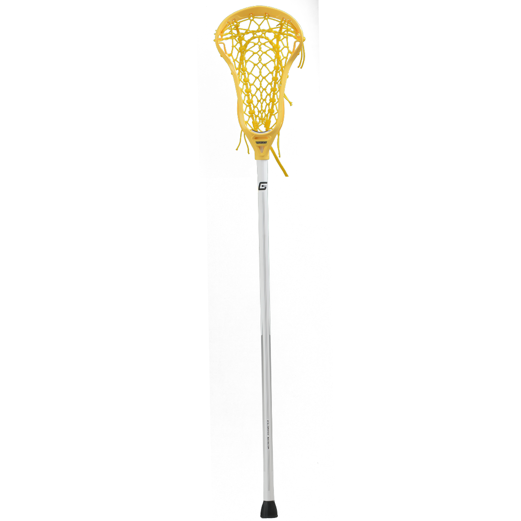 Gait Apex women's lacrosse stick with yellow head and yellow Flex Mesh pocket