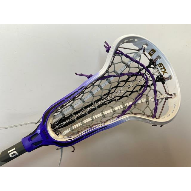 Custom Dyed STX Exult 600 women's lacrosse stick with Comp 10 Handle and ECD Venom Pocket Purple Fade