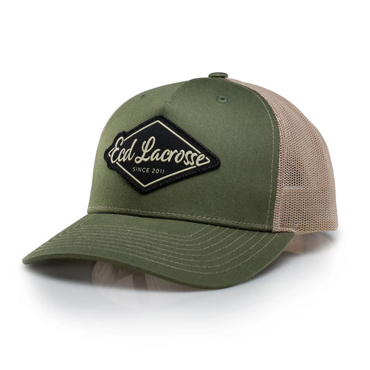 ECD Lacrosse Script Snapback Hat Army Green