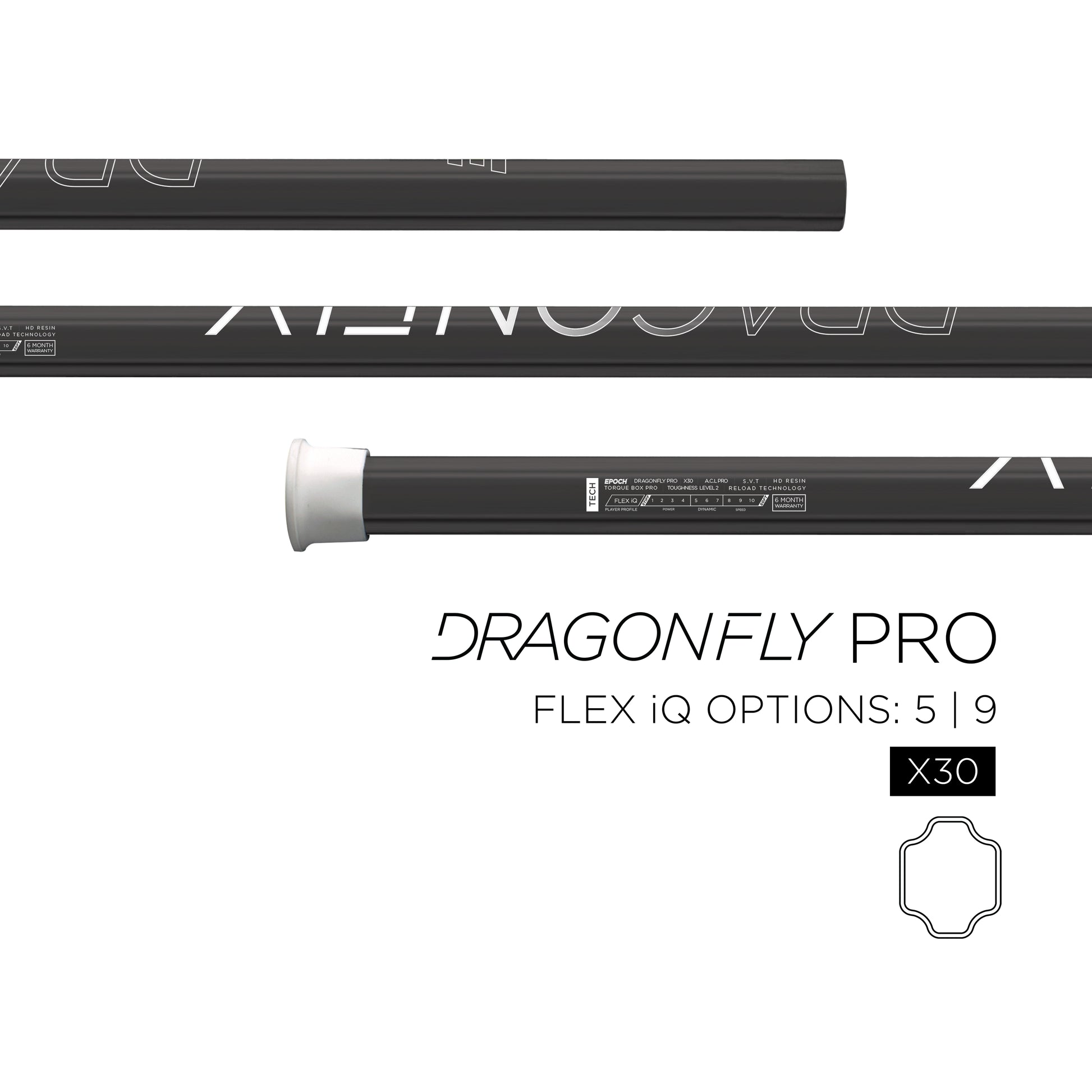 Epoch Dragonfly Pro Attack Lacrosse Shaft Black