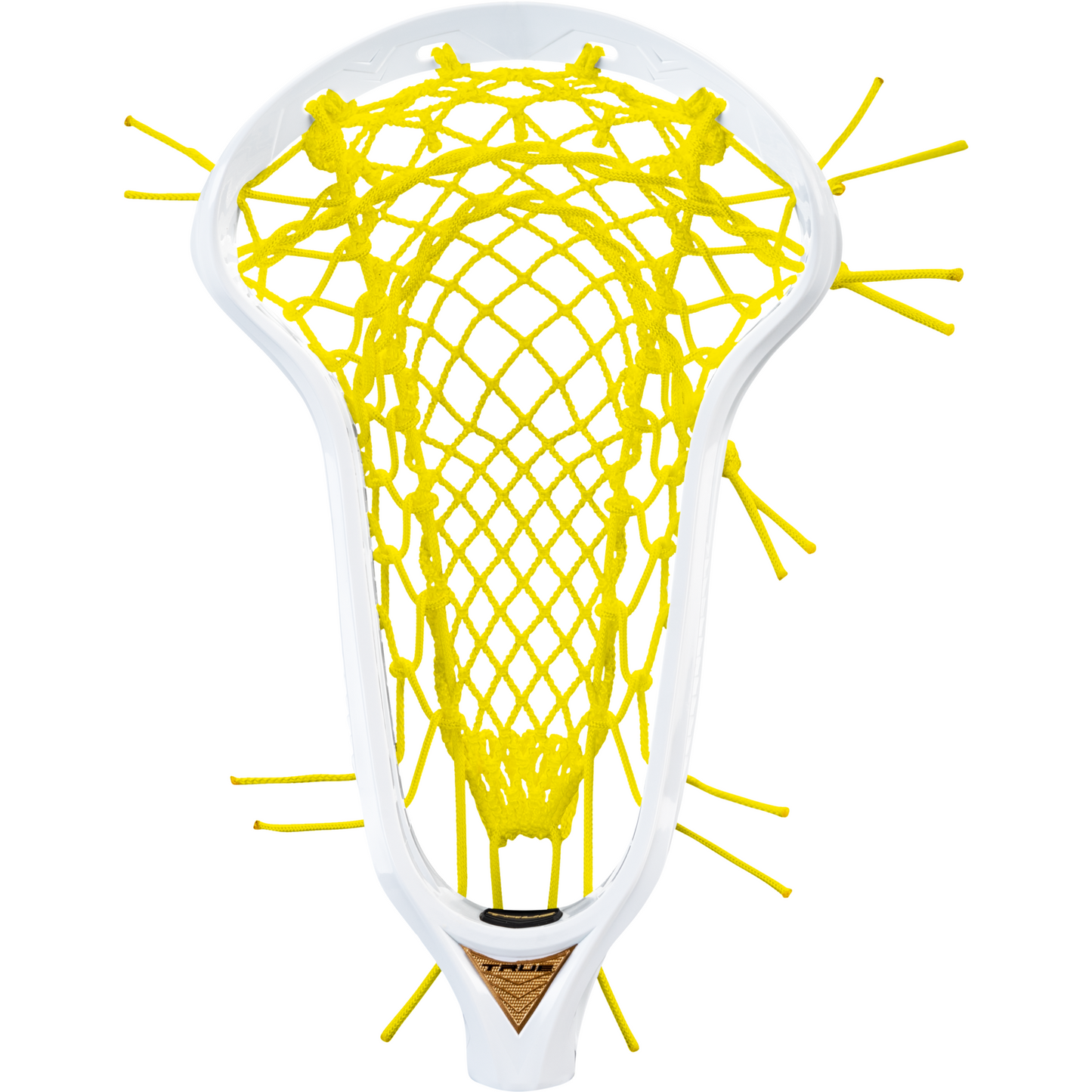 LYNX Ignition Runner Strung Women's Lacrosse Head, white head and yellow pocket
