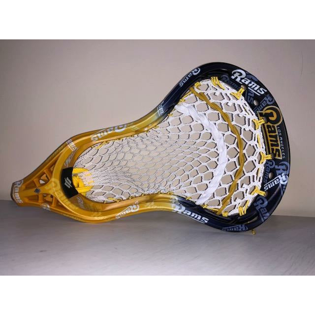 Stringking 2V men's lacrosse head custom dyed with LA Rams theme