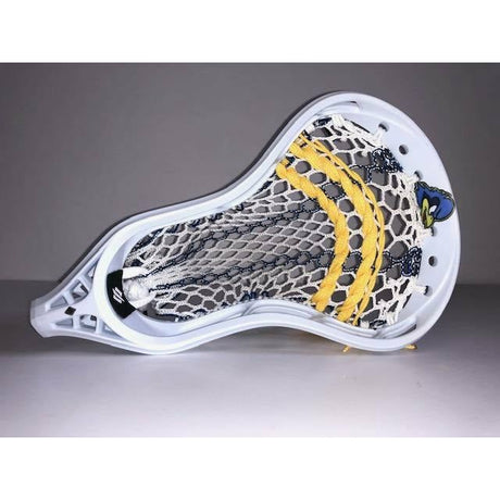 Stringking 2V men's lacrosse head custom dyed with the Delaware Blue Hen mascot