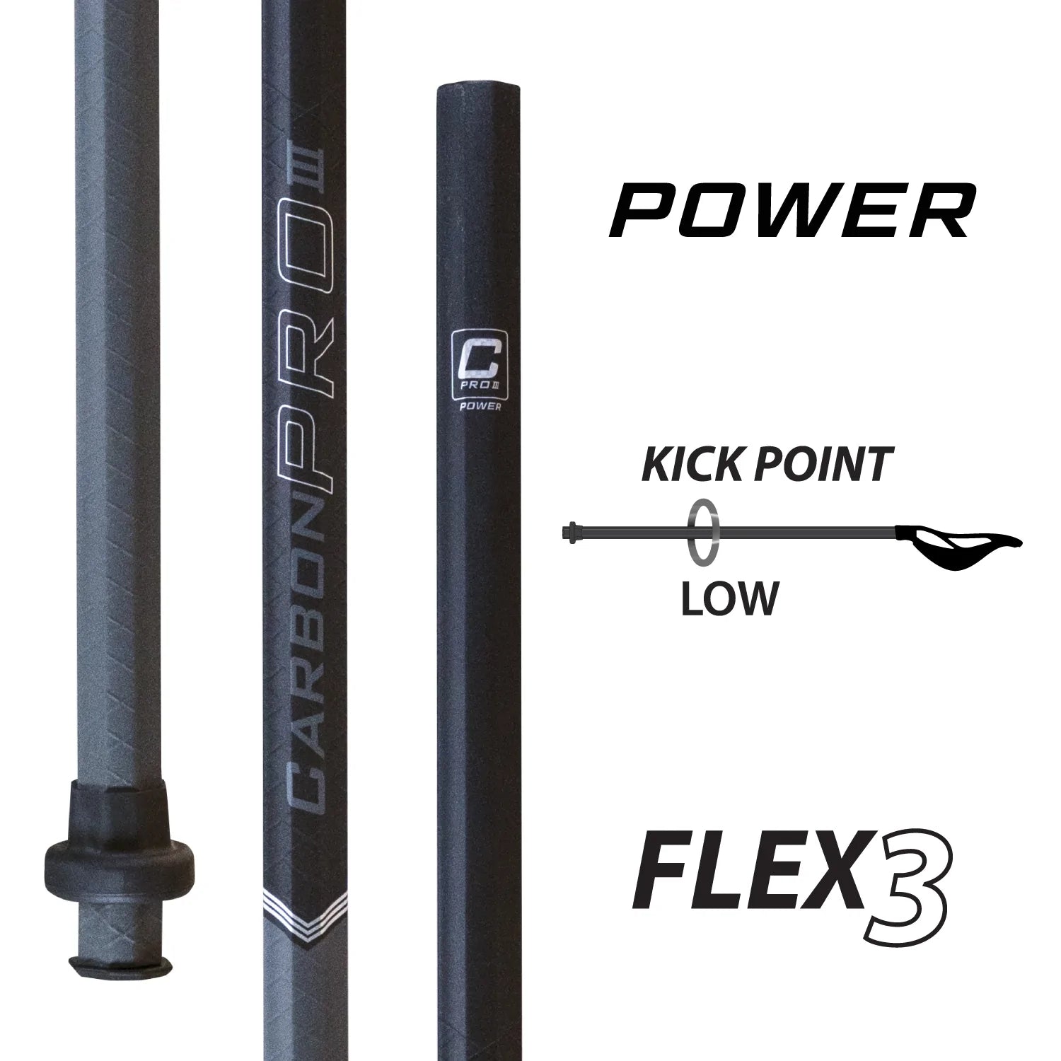 ECD Carbon Pro 3.0 Composite Power Attack Lacrosse Shaft Black