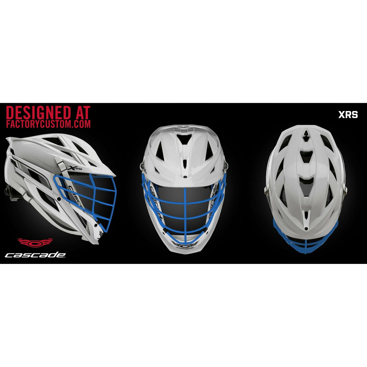 Cascade XRS Lacrosse Helmet - Stock Custom White with Royal Chrome Mask