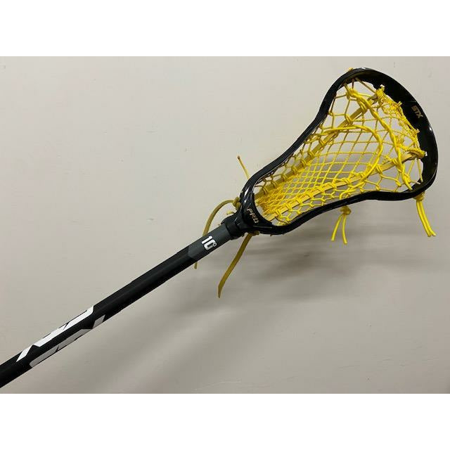 Custom STX Exult Pro Women's Lacrosse Stick with Comp 10 Handle and Crux 2.0 Mesh Yellow on Black Comp Handle