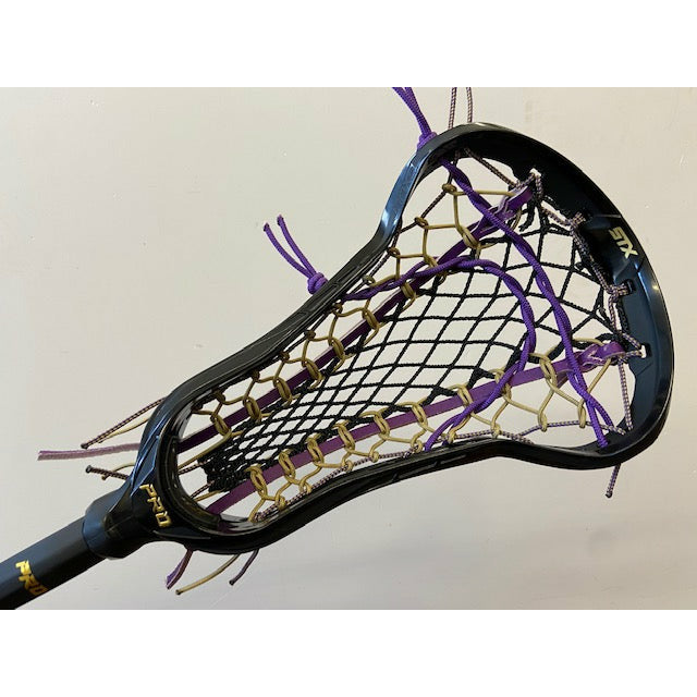 Custom STX Exult Pro Elite Complete Women's Lacrosse Stick Crux 2.0 Pocket Black/Purple/Gold