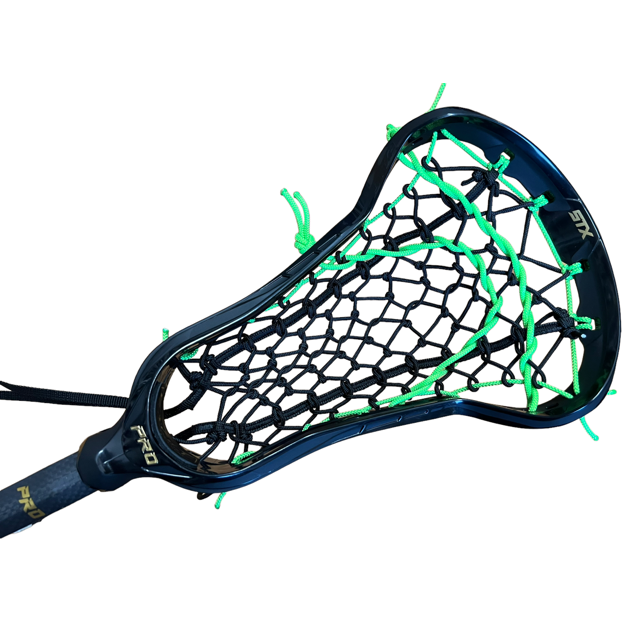 Custom STX Exult Pro Elite Women's Lacrosse Stick with Flex Mesh Pocket Black/Neon Green