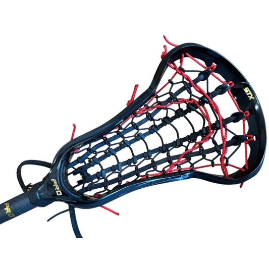 Custom STX Exult Pro Elite Women's Lacrosse Stick with Rail Elite Pocket Black/Red