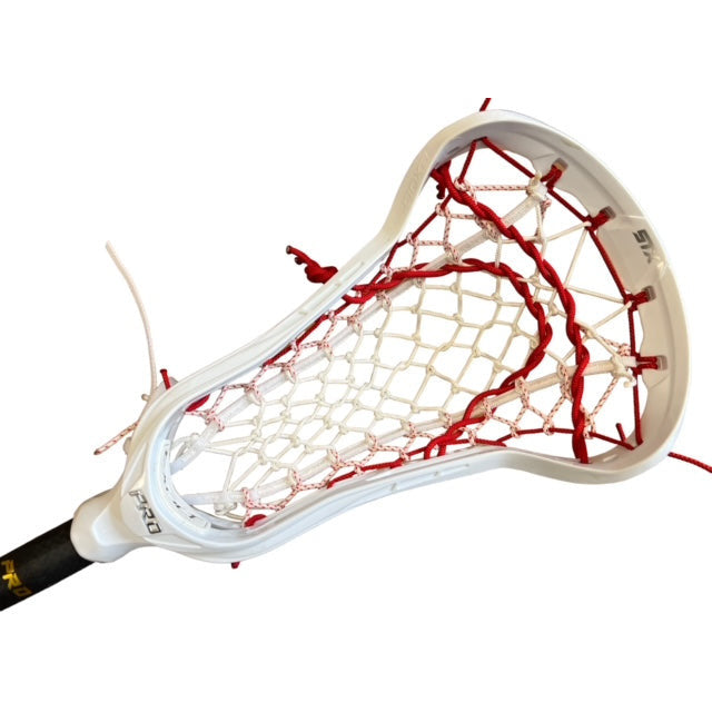 STX Exult Pro Women's Lacrosse Stick and Crux Pro handle with Flex Mesh Pocket White/Red