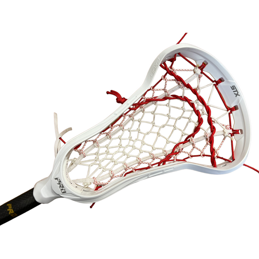 Custom STX Exult Pro Elite Women's Lacrosse Stick with Flex Mesh Pocket White/Red