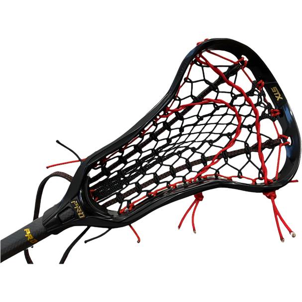 Custom STX Crux Pro Elite Women's Lacrosse Stick with ECD Venom Pocket Black/Red