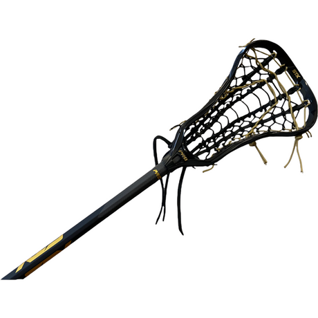 Custom STX Crux Pro Elite Women's Lacrosse Stick with Rail Elite Pocket Black and Gold