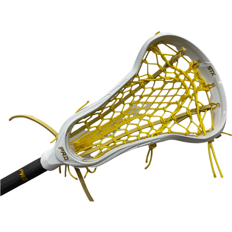 Custom STX Exult Pro Women's Stick ECD Venom Pocket and Crux Pro Handle White/Yellow